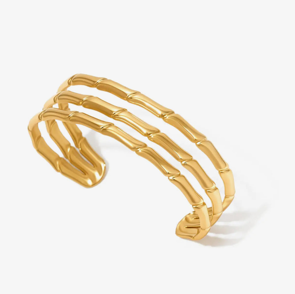 ✨ Golden Bamboo Bangle Bracelet-Waterproof