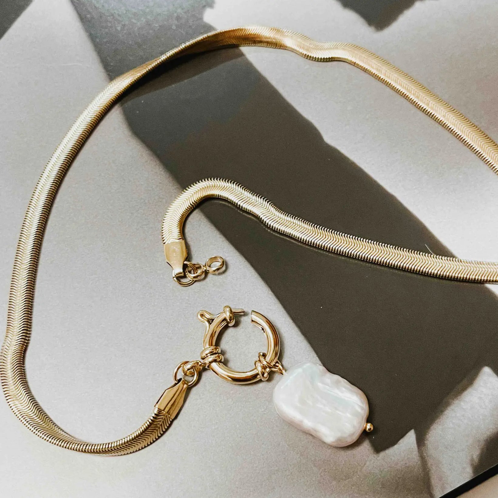 ✨ Golden Pearl Drop Waterproof Necklace
