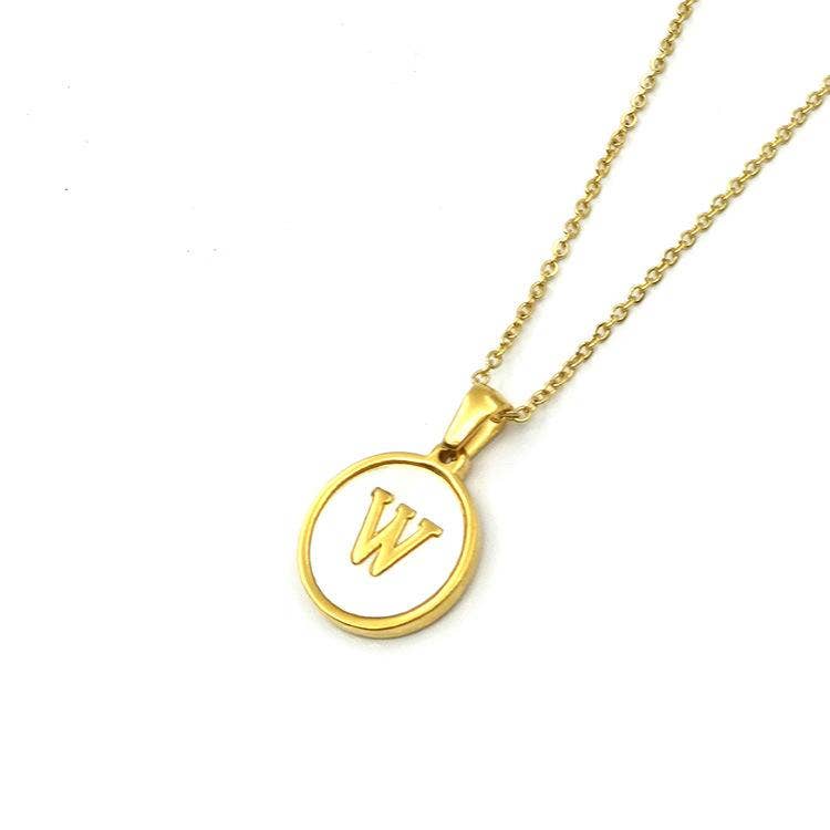Round 18K Gold-plated Stainless Steel 26 Letters Necklace