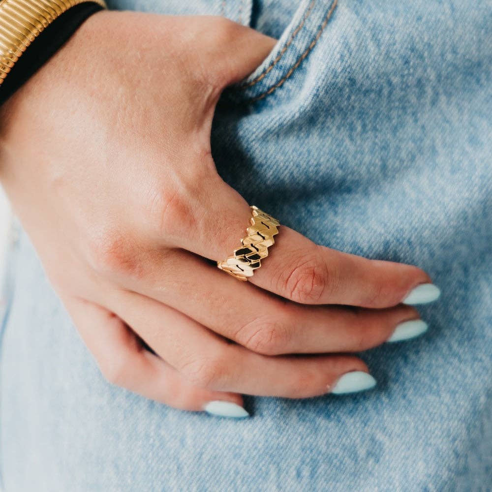 Banded Metal Statement Ring - WATERPROOF
