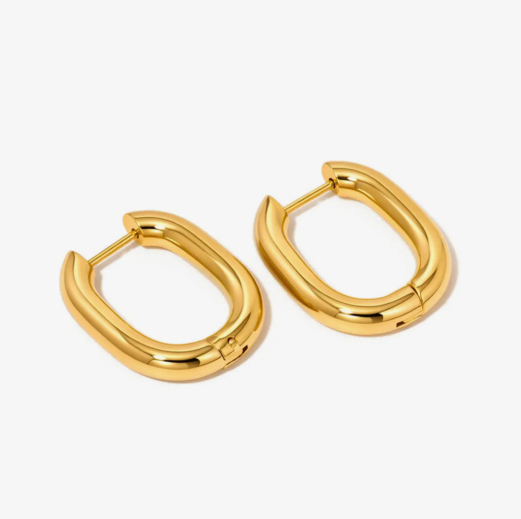 ✨ Golden Glow Waterproof Hoops