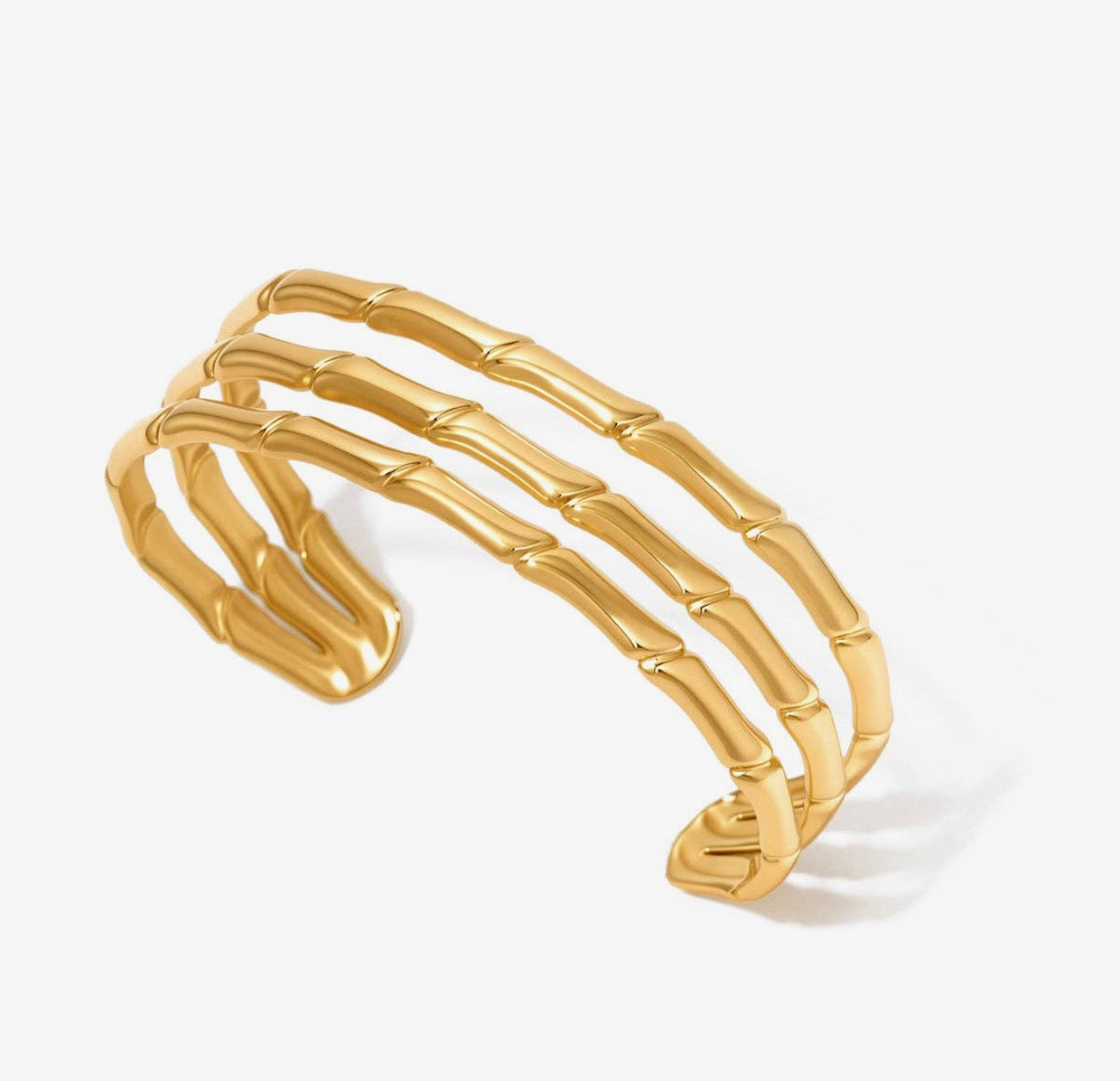 Bamboo Tier Open Bangle Bracelet- Waterproof