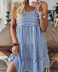 Sky Blue Stripe Sleeveless Mini Dress