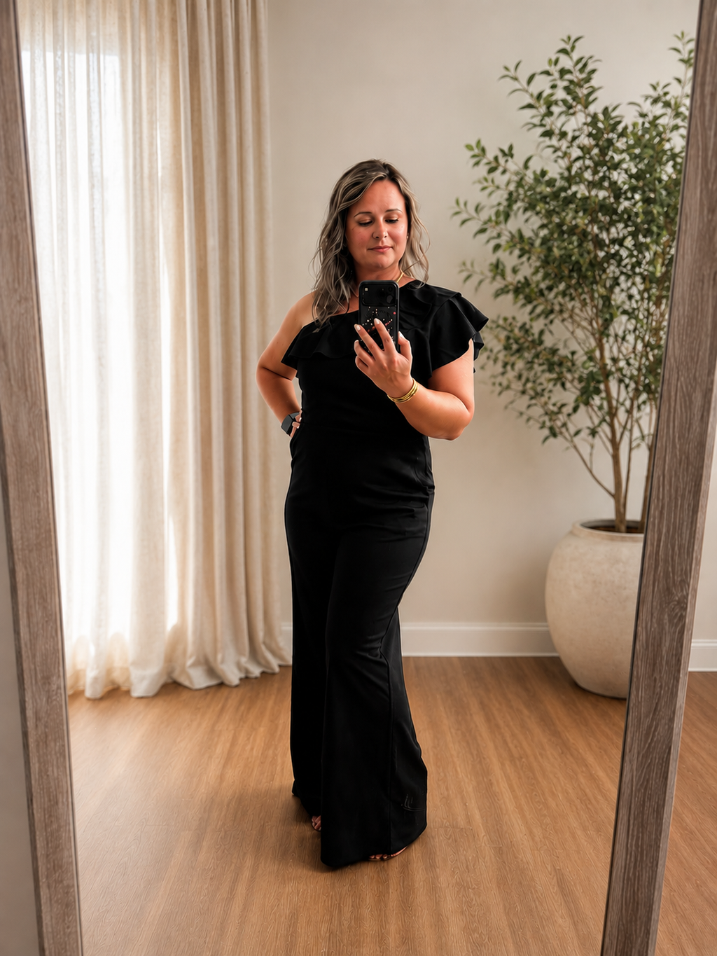 Summer Black One Shoulder Ruffles Jumpsuit