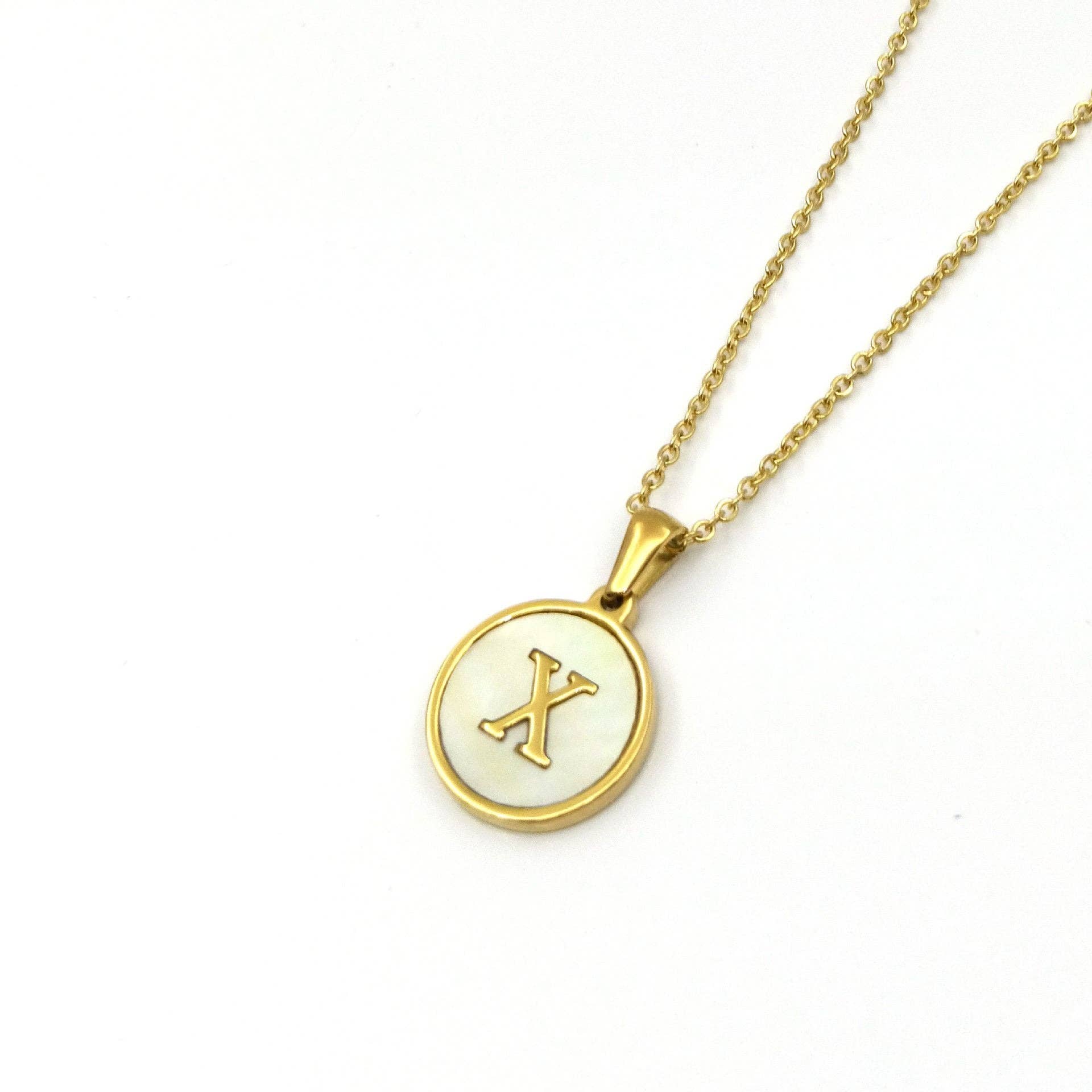 Round 18K Gold-plated Stainless Steel 26 Letters Necklace