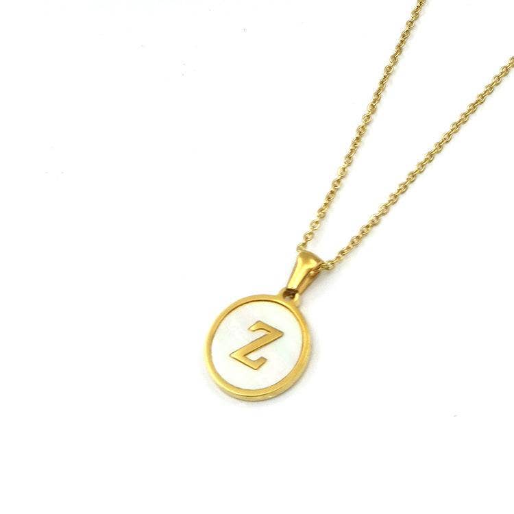 Round 18K Gold-plated Stainless Steel 26 Letters Necklace